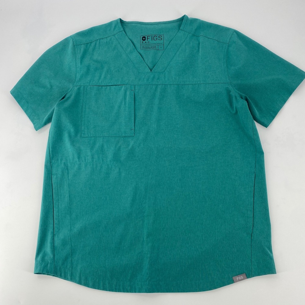 FIGS Women's Teal‎ Scrub Top V Neck Short Sleeve Medical Workwear Size S